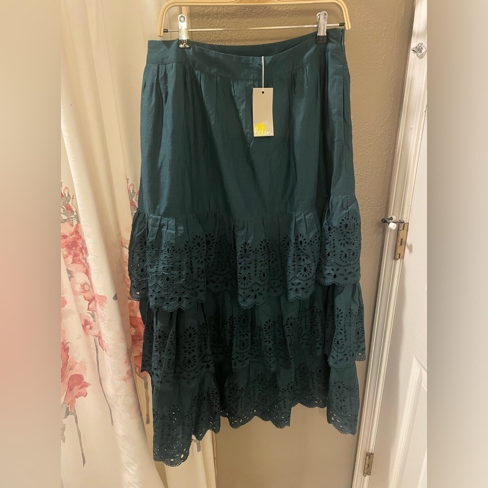 Boden Broderie Cotton Maxi Skirt Chatsworth Green Size 8 NWT - Picture 5 of 7